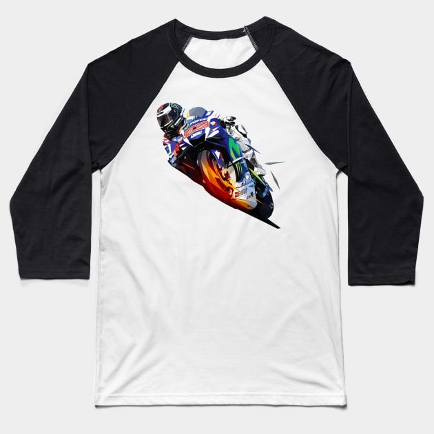 Jorge Lorenzo low poly Baseball T-Shirt by pxl_g